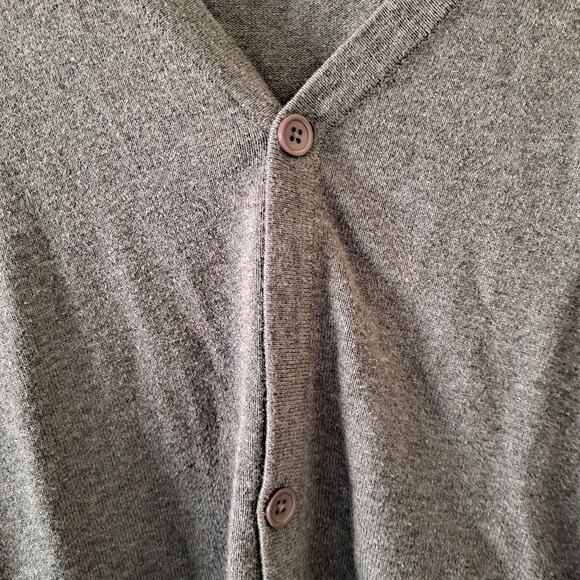 Springfield Men's Gray Cotton V-Neck Gray Button Down Long Sleeve Cardigan - M - Picture 3 of 6